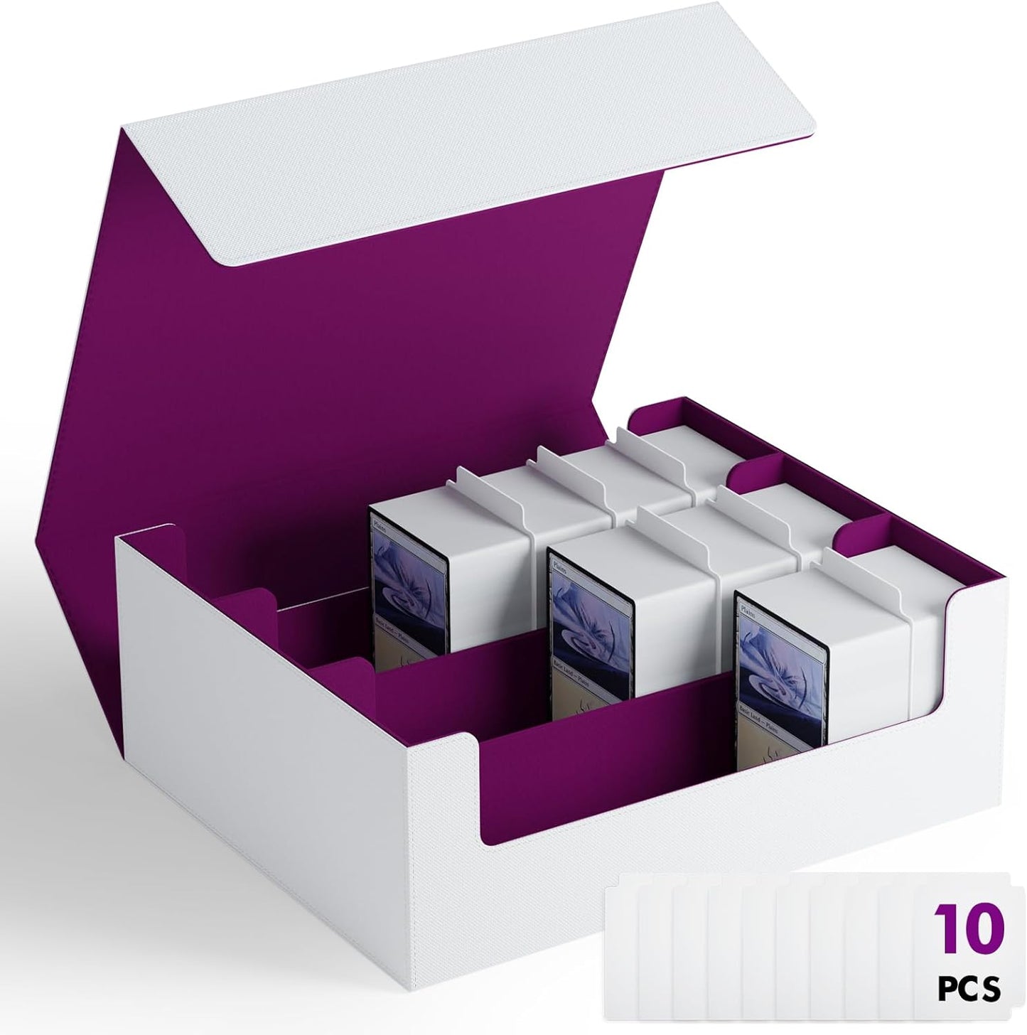 ZLCA Card Storage Box for MTG PTCG, Commander Deck Box Holds 3000+ Cards, Card Storage Case with 4 Stoppers, Card Organizer for TCG Sport Cards (Black)