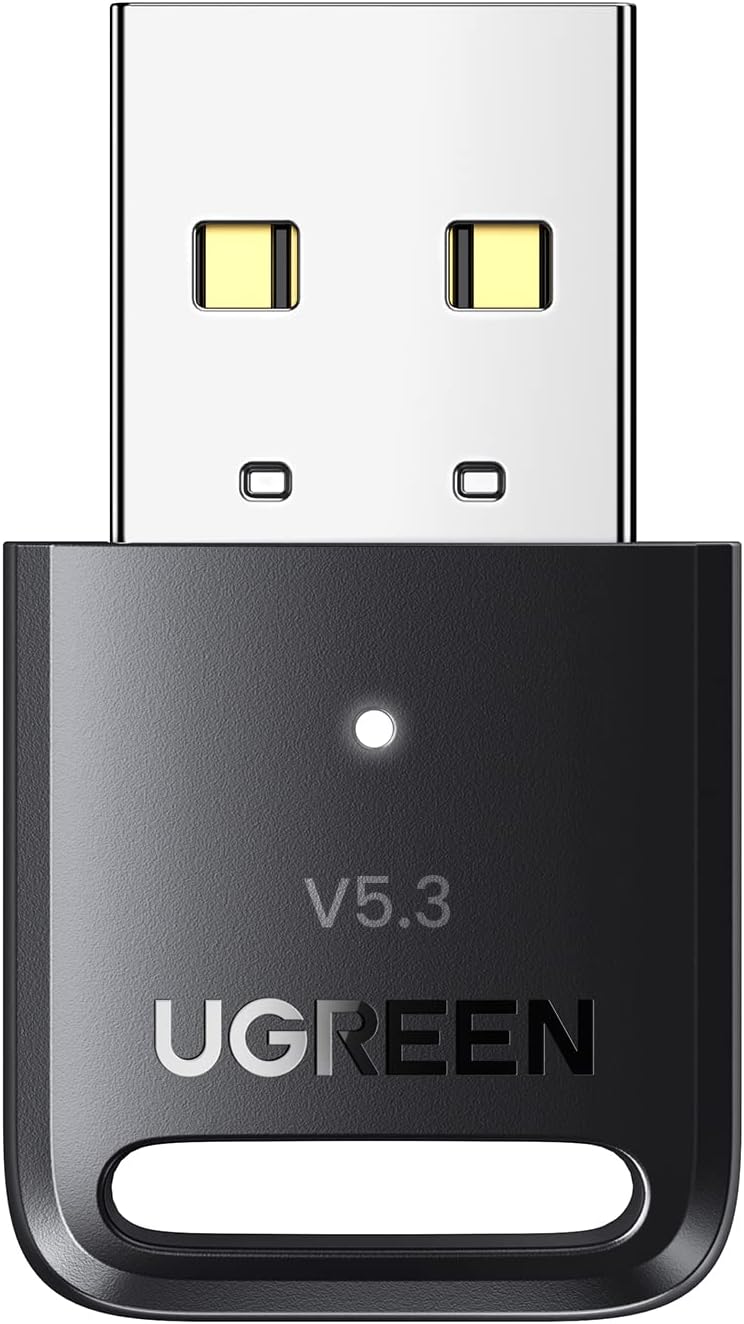 UGREEN Bluetooth 5.3+EDR Adapter for PC, USB Dongle with 5 Devices Pair Simultaneously, Bluetooth Receiver Transmitter for Wireless Keyboard, Mouse, Speaker, Headset, Support Windows 11 10 8.1