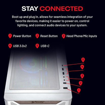 Skytech Nebula Gaming PC Desktop, Intel i5 14400F 2.5 GHz (4.7GHz Turbo), NVIDIA RTX 5060 8GB, 1TB NVMe SSD, 16GB DDR5 RAM 6000, 650W Gold PSU, Wi-Fi, Win 11