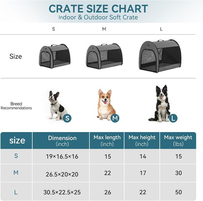 PETSFIT Soft Sided Dog Crate, Travel Dog Crate - 19 Inch Lightweight, Roomy, Easy to Set Up, Sturdy Portable Dog Kennel with Thick Mat, Navy Blue