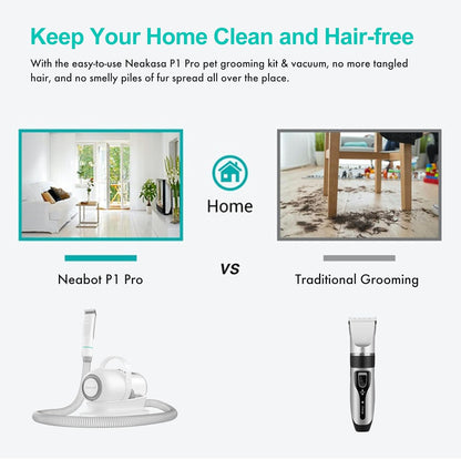 neabot P1 Pro Pet Grooming Kit & Vacuum Suction 99% Pet Hair, Professional Grooming Clippers with 5 Proven Grooming Tools for Dogs Cats and Other Animals1