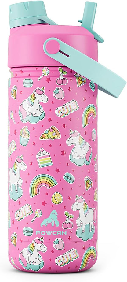 POWCAN 26 oz Insulated Water Bottle with 2-in-1 Straw and Spout Lid, Keep Cold 24H, Leak-Proof, Fits in Car Cup Holder, Stainless Steel Water Bottle for Sports, Travel, and School (Cotton Candy)