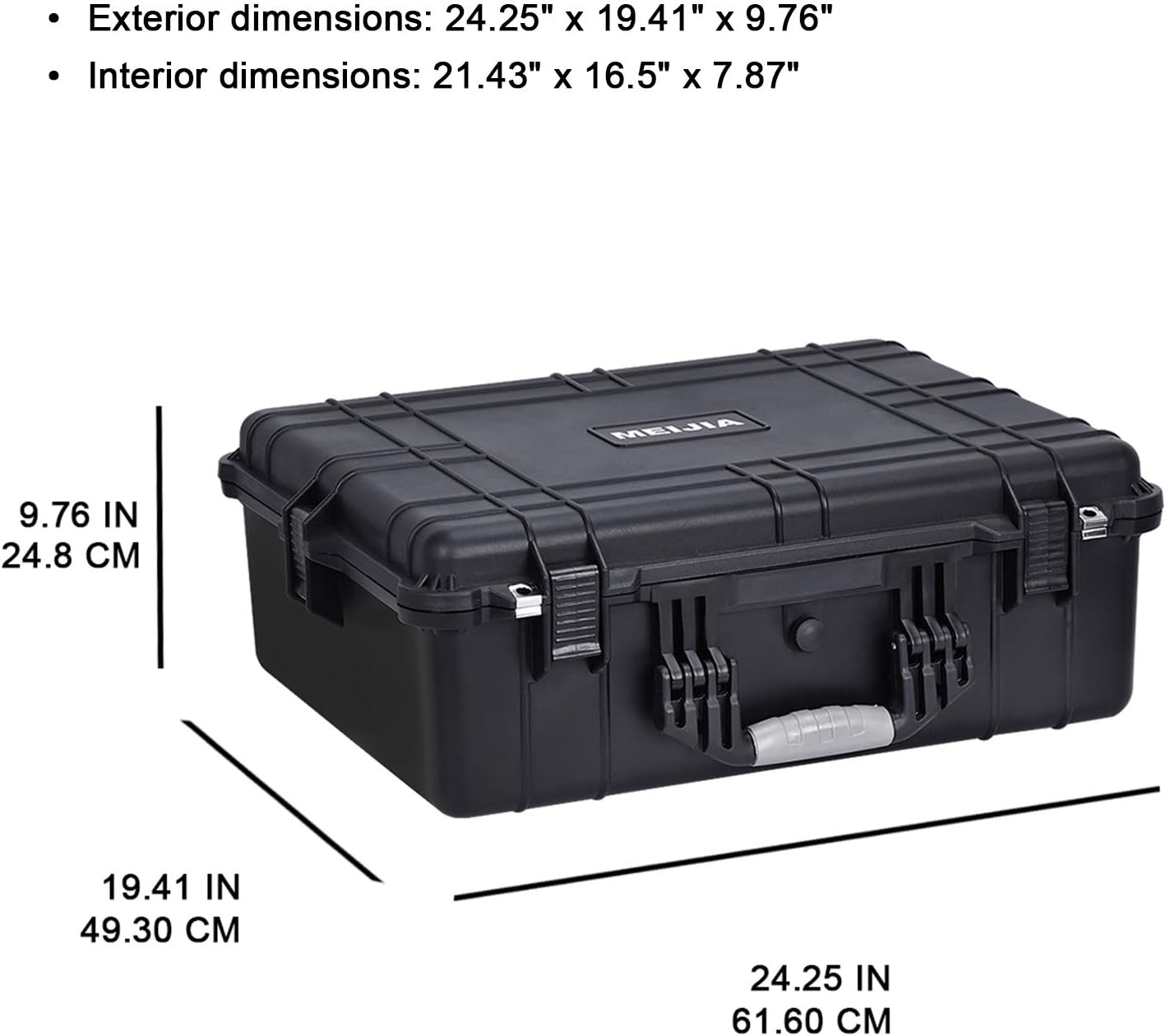 MEIJIA Portable Waterproof Protective Hard Case,Camera Case with Customizable Fit Foam Inserted, Elegant Black (9.17"x 7.56"x4.33")