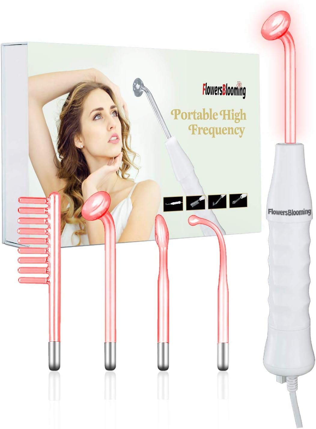 Lilishy Handheld Facial Skin Machine Set with Wand and Tubes for high frequency using in travel,White,JL12161