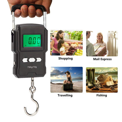 YAGSUW Portable Electronic Hook Scale Digital Hanging Bag Luggage Weight Scale Fishing Scale with Measuring Tape 165Lb Black