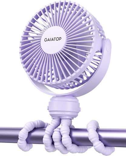 Gaiatop Mini Portable Pram Fan, Rechargeable Small Clip on Fan for Stroller, Detachable 3 Speed 360 Degree Rotate Flexible Tripod Handheld Desk Cooling Car Seat Crib Treadmill Travel Black