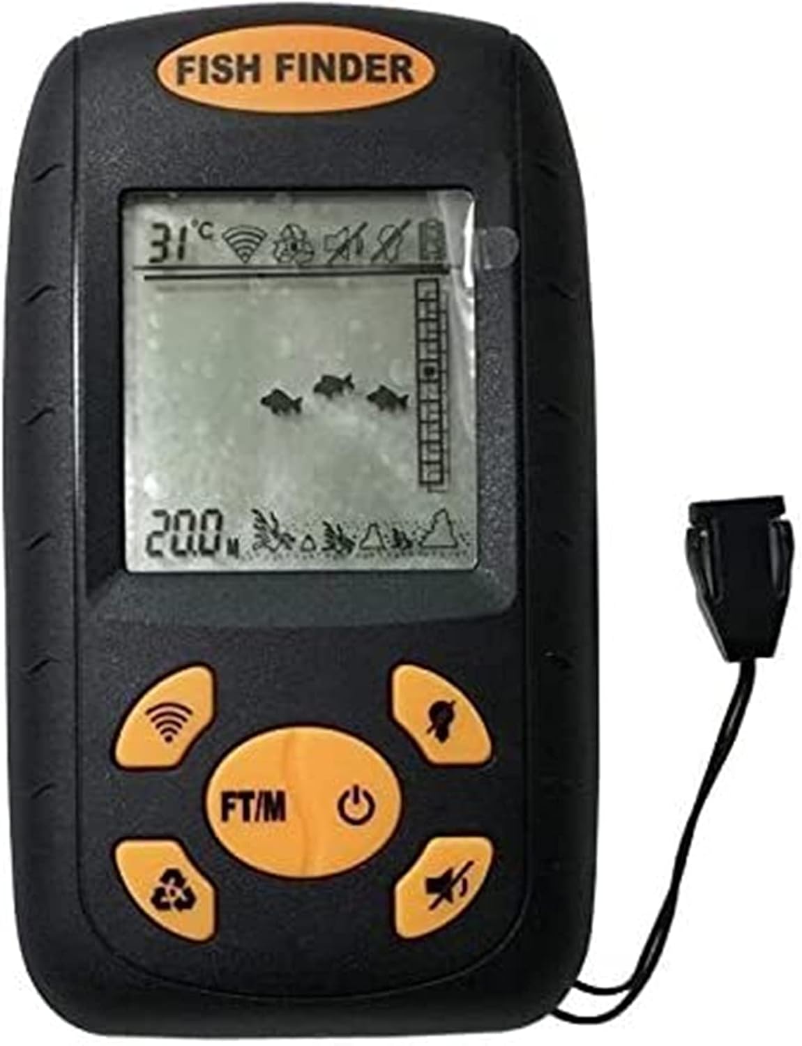 New Sonar Fish Finder Fishing Depth Sonar Sensor Alarm Transduce for Pontoon Boats Lake Rail