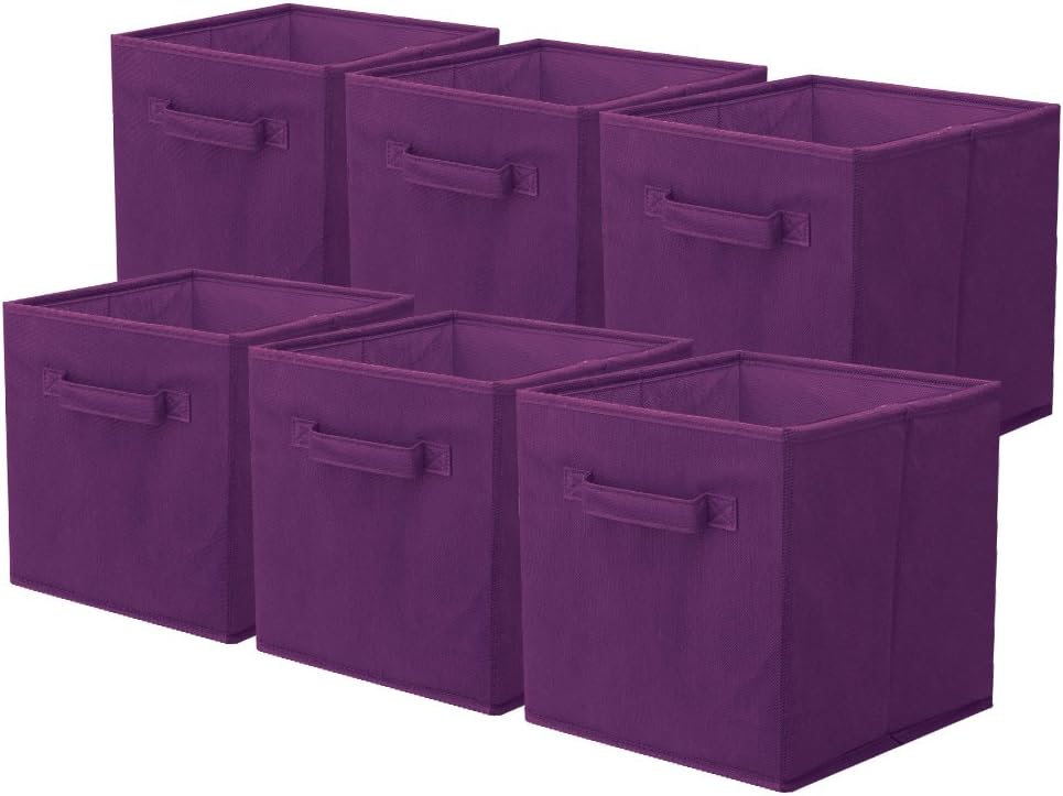 ShellKingdom Storage Bins, Foldable Fabric Storage Cubes And Cloth Organizer Drawer For Closet And Toys, 6 Pack (Lavender+Light Blue+Pink)