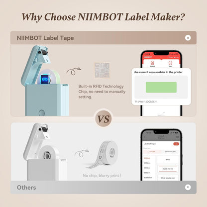 NIIMBOT D110 Mini Label Maker Machine with Tape(Pre-Cut Size 12x40mm), Portable Bluetooth Sticker Printer, Inkless Automatic Feeding One-Touch Custom Printing, Compatible with Phone Only