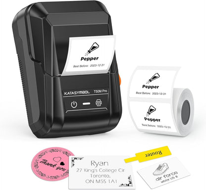 SUPVAN T50M Pro Bluetooth Label Maker Machine with 3 Tapes, Wide Waterproof Label, Versatile App with 30 Fonts and 660+ Icons, Inkless Labeler for Home, Kitchen, School, Office Organization, Black