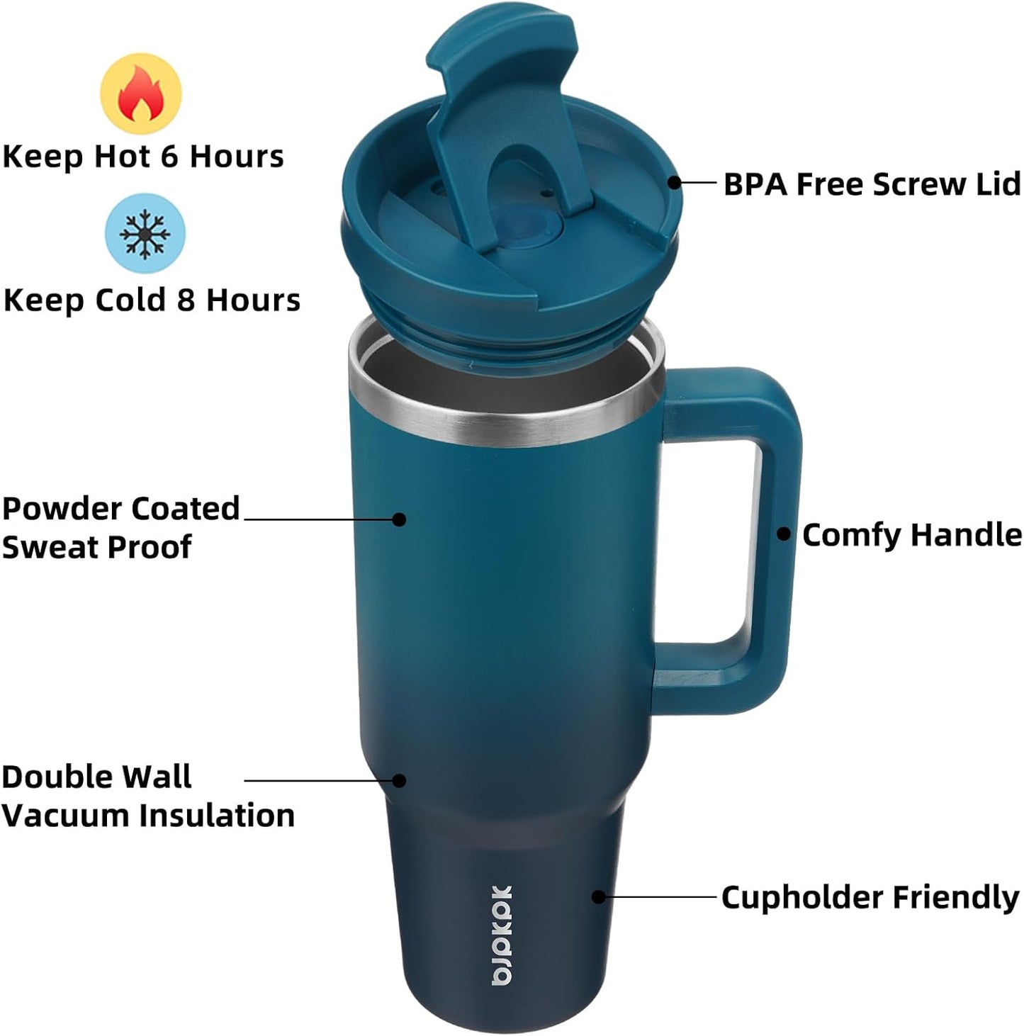 BJPKPK Tumbler with Handle and Straw 30oz Insulated Tumbler Cups with Lid Stainless Steel Travel Coffee Mug,Indigo Black