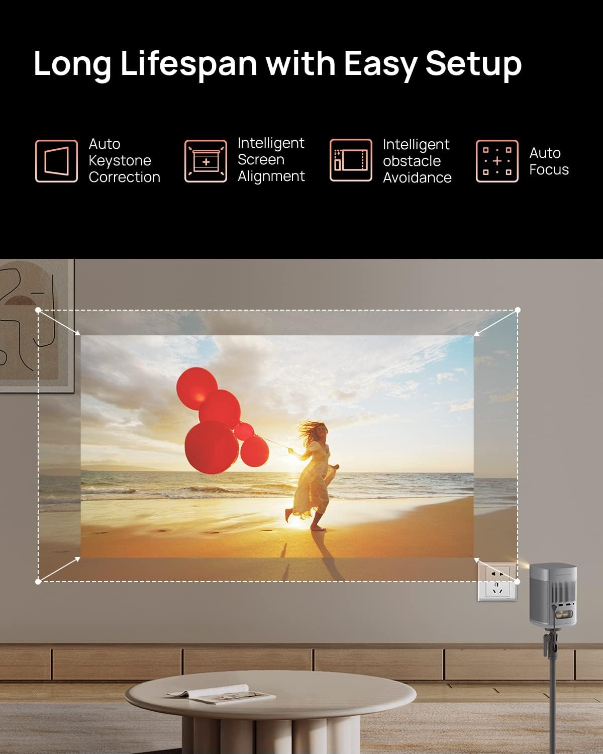 XGIMI MoGo 2 Projector, Mini Projector with WiFi and Bluetooth, 400 ISO Lumens Movie Projector, Android TV 11.0, 2X8W Speakers, Auto Focus, Object Avoidance, and Screen Adaption