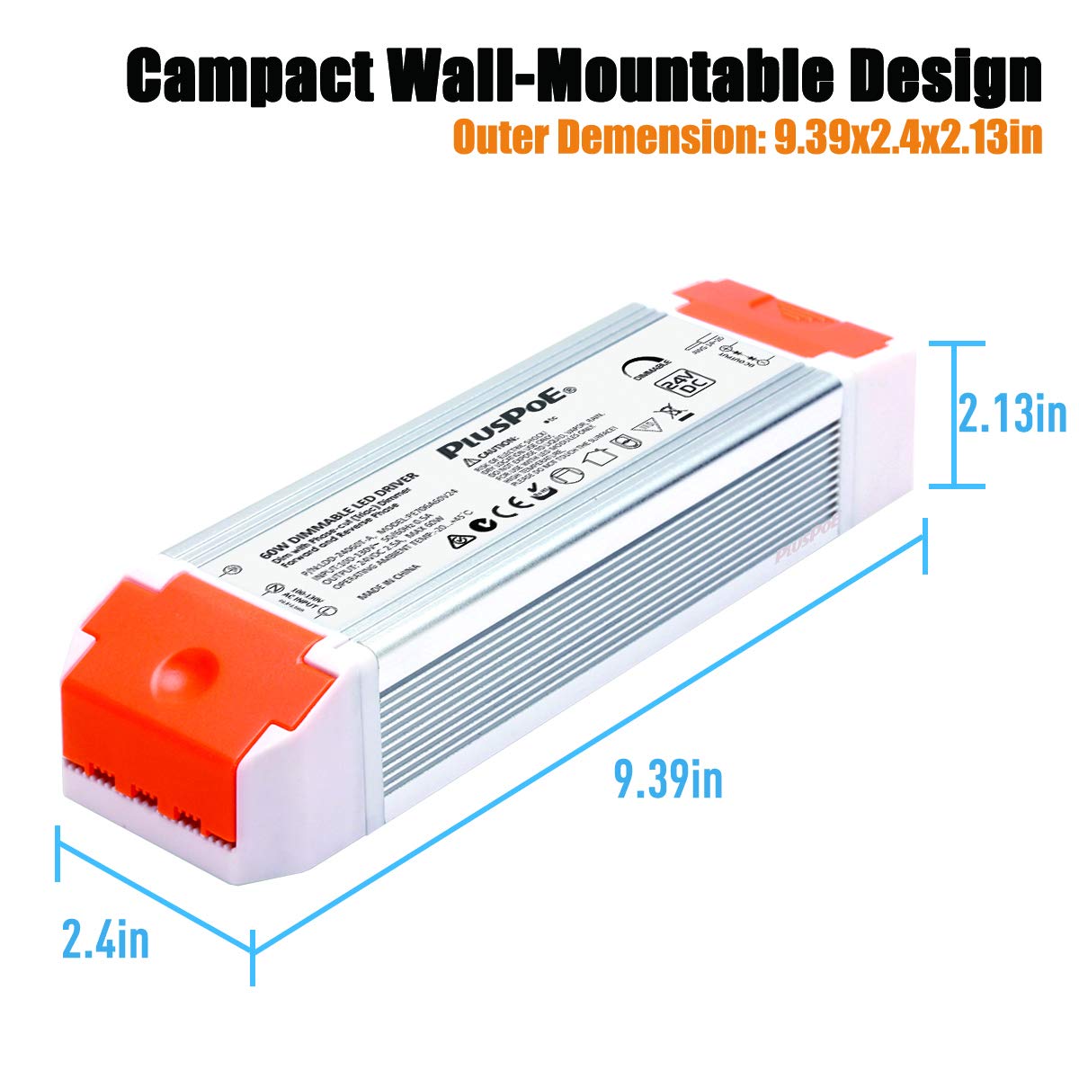 24V 60W Dimmable LED Driver, Universal Regulated 24v DC SCR dimmable Led Transformer Power Supply, 0-100% Dimming, Compatible with Lutron, Leviton Dimmers for LED Strip Lights
