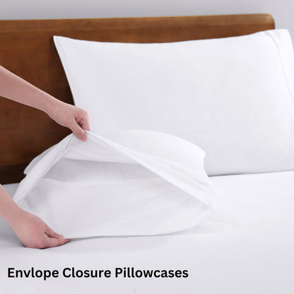 Lane Linen 100% Organic Cotton Queen Sheet Set, 4-Piece Percale Bed Sheets for Queen Bed - Soft, Breathable, Hypoallergenic, Deep Pocket Fits Mattress Up to 15" Deep, Hotel Quality Sheets - White