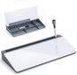 Varhomax Desk Whiteboard Dry Erase Glass Whiteboard, Desktop White Board to-do List Memo Notepad for Home Office and School Accessories Supplies with Storage Caddy for Computer Keyboard Stand (Gray)