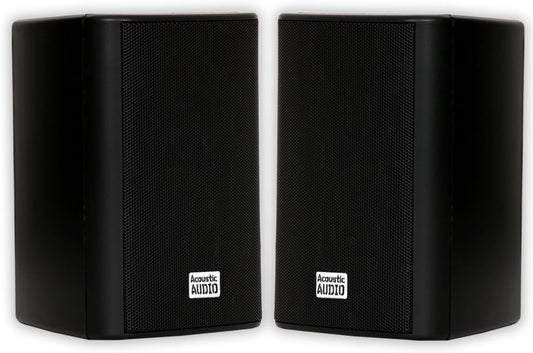 Acoustic Audio AA351B Indoor/Outdoor Speakers, Black, Set of 2