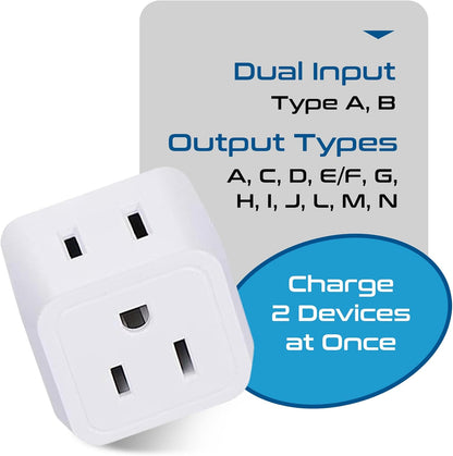 Ceptics Universal Travel Adapter kit, Dual USB (QC 3.0) + 2 US outlets + USB-C Cable, Use with Chargers, Cell Phones, Laptops, 6 Plug attachments for Worldwide use (Does Not Convert Voltage) (WPS-2B)
