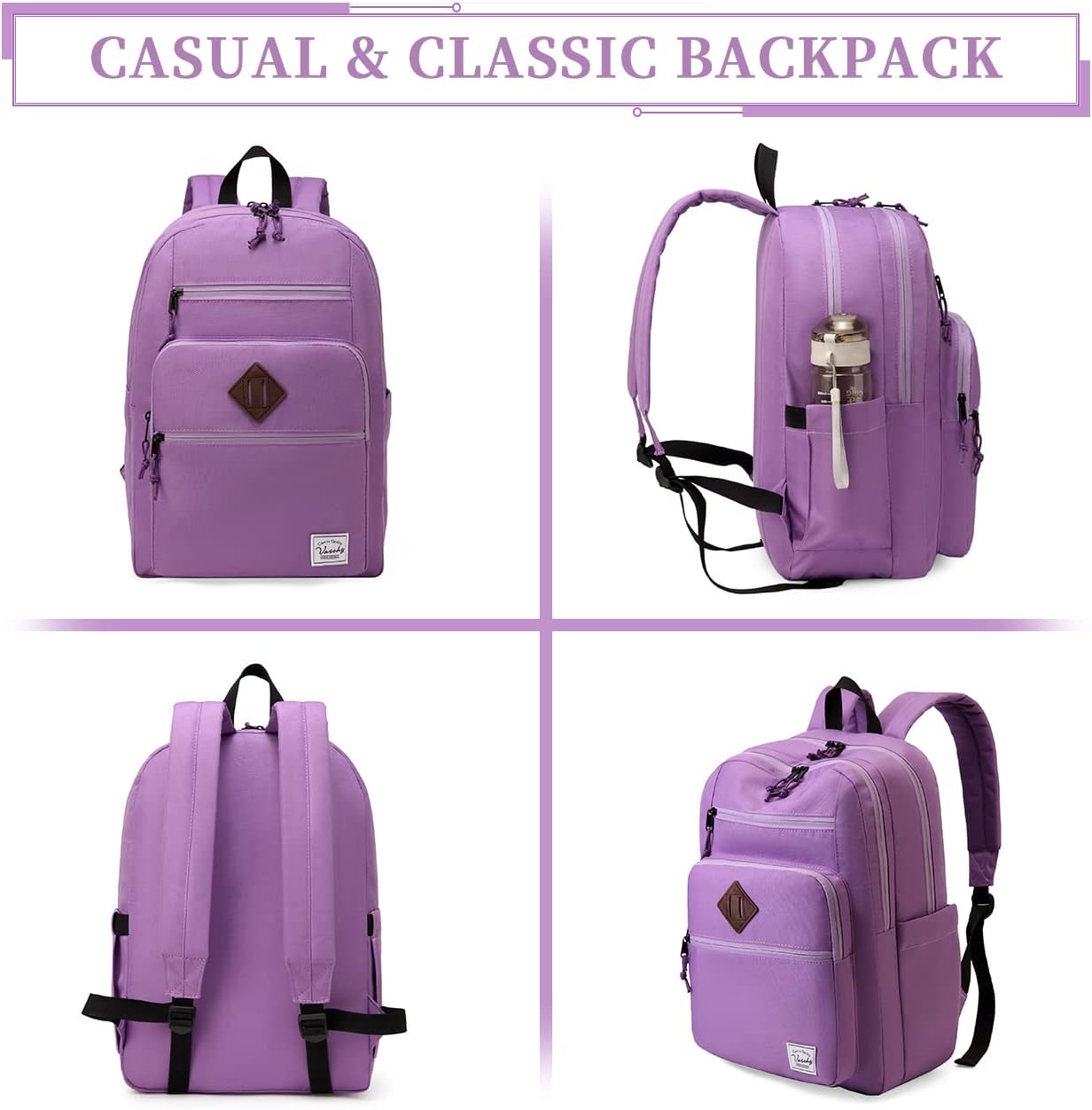 School Backpack for Men Women,Vaschy Lightweight School Bag Bookbag Casual Daypack for High School/College/Teens/Travel/Work