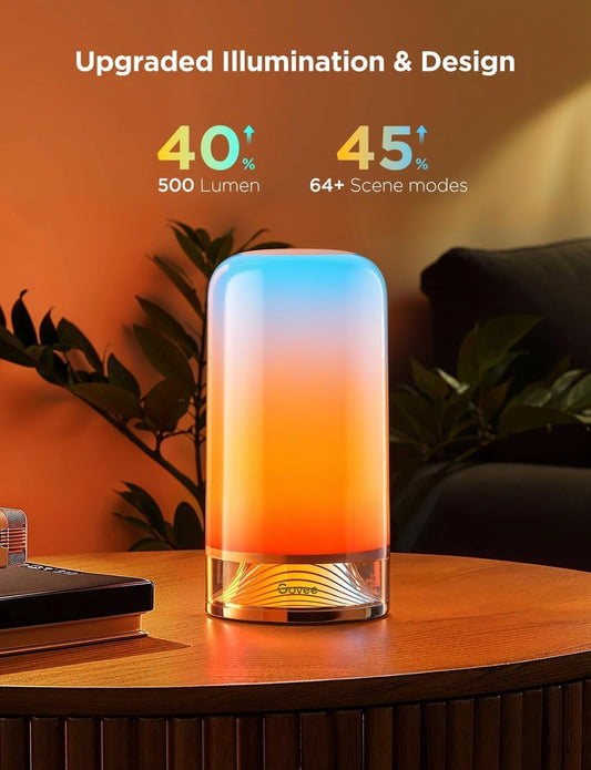 Govee RGBIC Smart Table Lamp 2, Touch Bedside Lamps Work with Matter, Alexa, LED Desk Light with Music Sync and 64 Scene Modes, Color Changing Lamp for Bedroom Decor, Living Room Dimmable Night Light - PuriLite