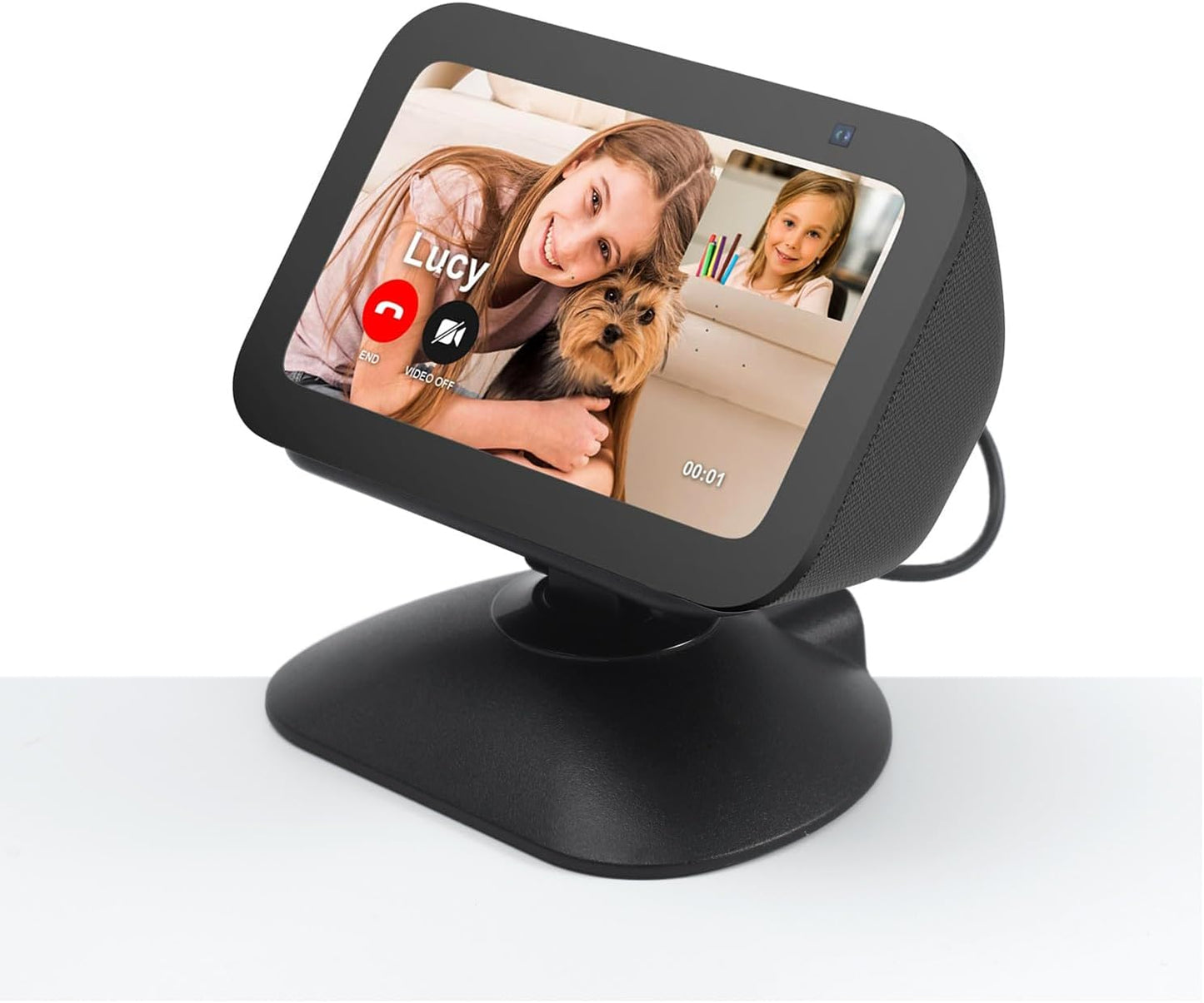 All-New Adjustable Charging Stand for Echo Show 5 (3rd Gen)， Tilt + Swivel Stand Multi Angle Rotation Magnetic Anti-Slip Base for Show 5 Compatible with Mobile Phones ,Can charge Headphones (Black)