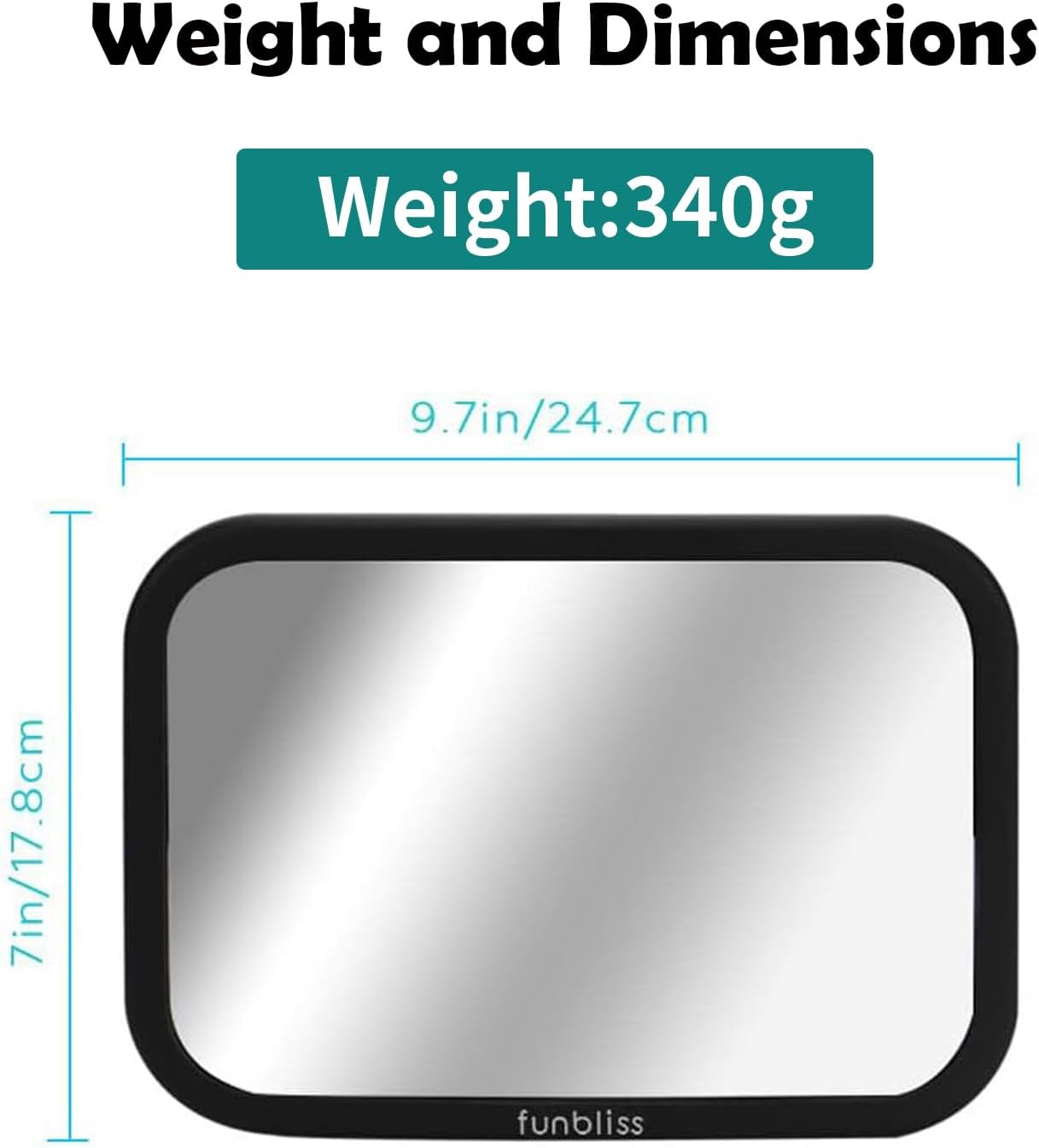 Funbliss Baby Car Mirror for Rear Facing Seat,360° Rotation, Safety CertifiedShatterproof Acrylic Glass, Clear Wide View,Infant Car Mirror for Car Seat Rear Facing,Baby Vehicle Mirror
