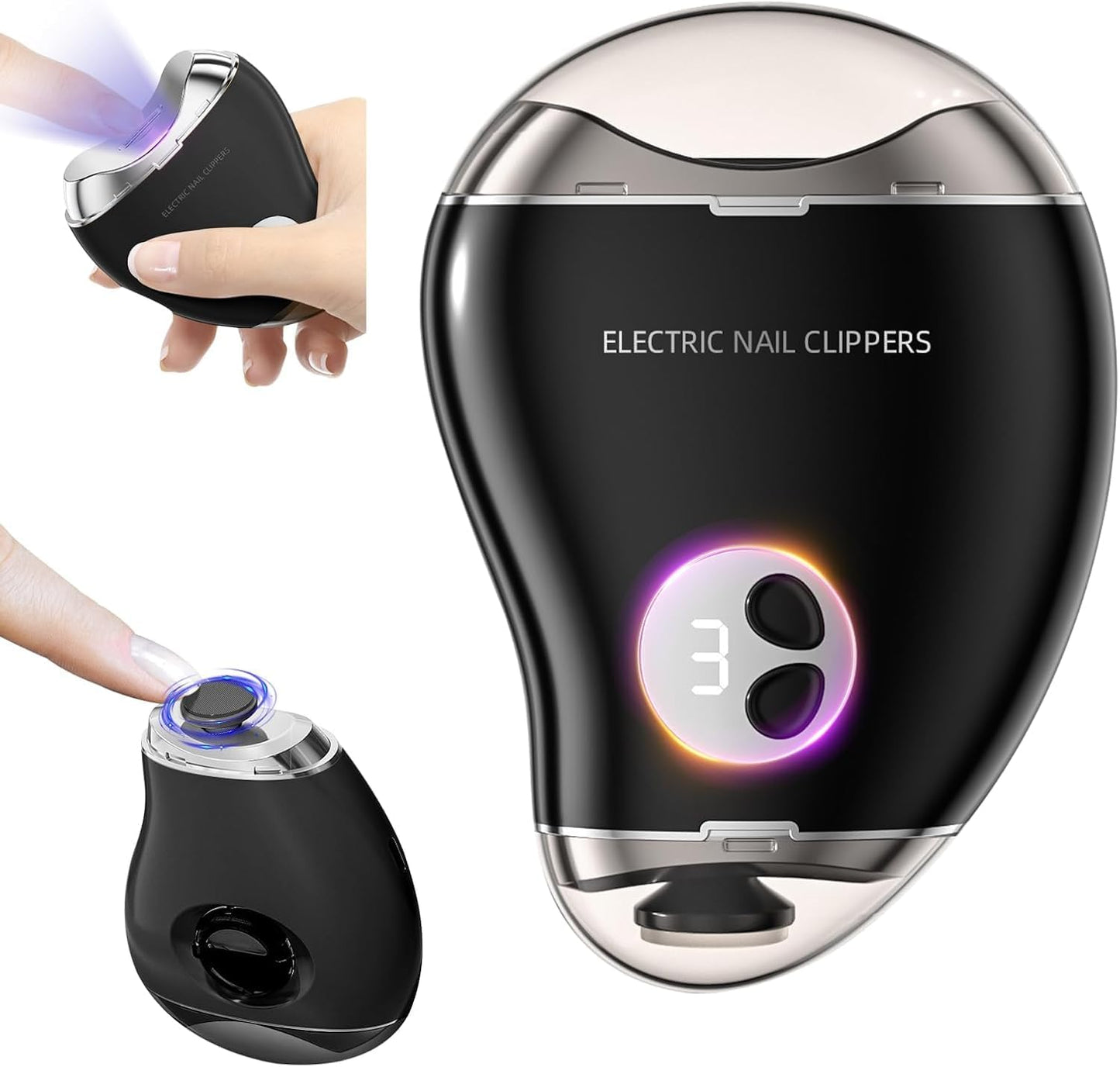 Electric Nail Clipper with 3 Speed Levels 2 in 1 Electric Polishing Automatic Nail Clippers Automatic Electric Nail Clipper with Polishing Toe Nail Clippers for Thick Nails for Seniors (White)