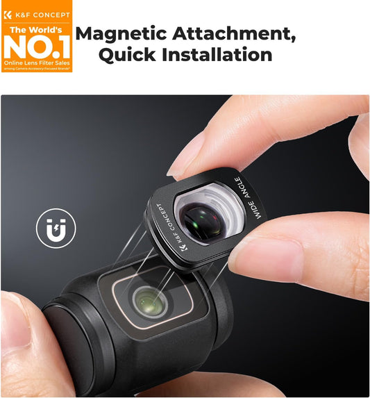 K&F Concept Wide-Angle Lens Compatible with DJI Osmo Pocket 3, Magnetic Attach/Multi-Coated/Optical Glass