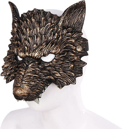 Alodidae Wolf Mask Half Face Werewolf Mask Animal Masquerade Masks for Men Adult Halloween Cosplay Costume