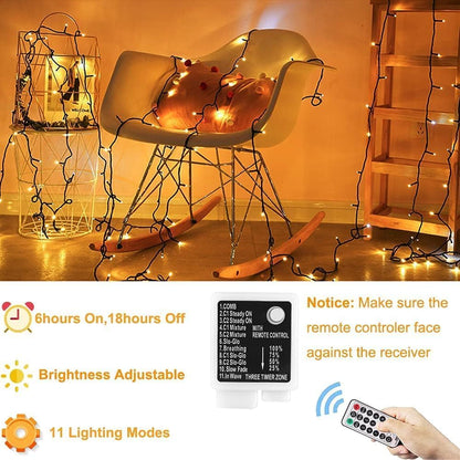 Tcamp 105FT 300 LED Purple Orange Halloween Decorations Lights Motion Activated Sync with 4 Scary Music, 6 Modes Halloween String Lights for Party Yard Outdoor Indoor Decor (3 Sets Connectable)