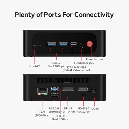 Beelink Mini PC SER5 MAX with AMD Ryzen 7 6800U, 32GB LPDDR5 1TB NVMe M.2 SSD, DP/HDMI/Type-c Triple Display Output,WiFi6,1000M LAN, BT5.2, W-11 Mini Computer