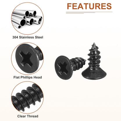 DTGN 100Pcs #6x1/2 Flat Head Wood Screws, 304 Stainless Steel Phillips Self Tapping Screws - Good for Woodworking, Furniture - Silver