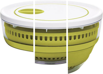 Starfrit Collapsible Salad Spinner, 4L, Colander Basket, Serving Bowl | Collapsible for compact storage. Spins and dries salad. 4L capacity. Colander basket. Serving bowl.