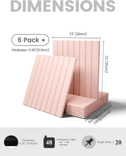 Large Cork Board for Wall 36" X 24"Alternative - 6 Pack Large Felt Bulletin Board with 48 Removable Adhesive Tabs,20 Pushpins,Felt Board for Home Office Wall and School Classroom Décor(Pink)