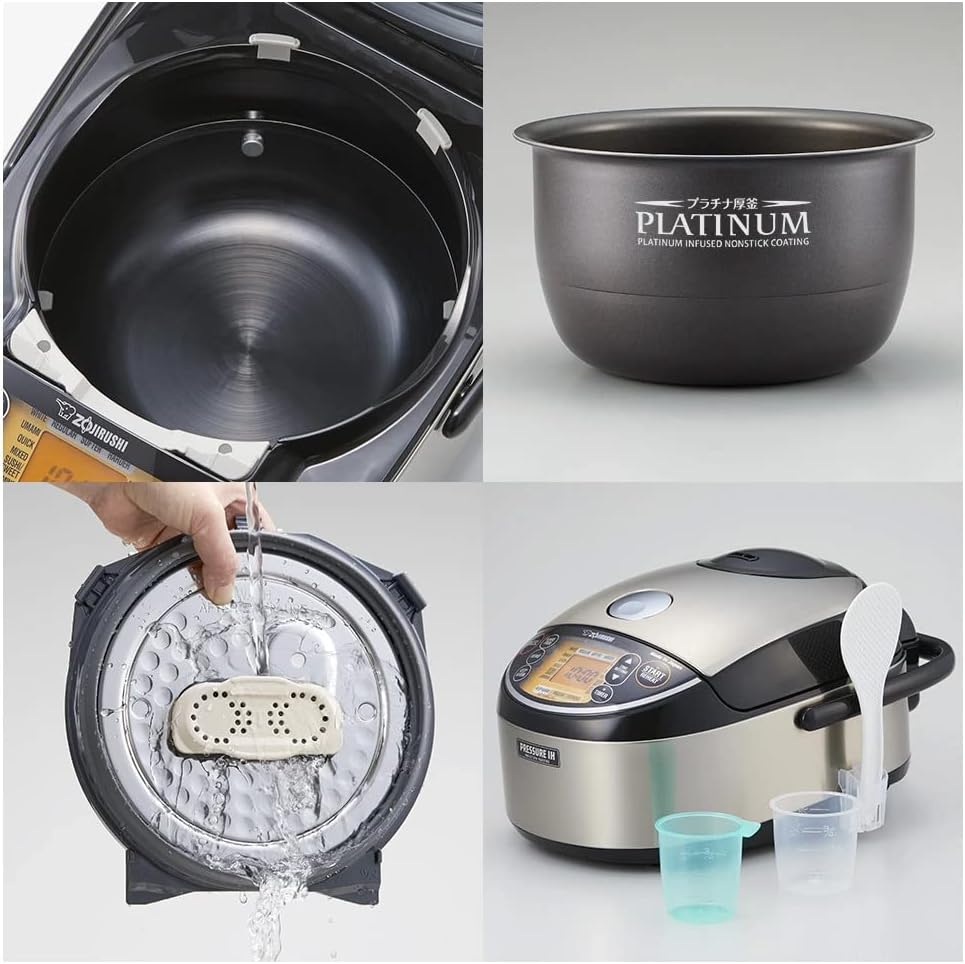 Zojirushi NP-NWC10XB Pressure Induction Heating Rice Cooker & Warmer, 5.5 Cup, Stainless Black, Made in Japan | Nonstick Inner Pan
