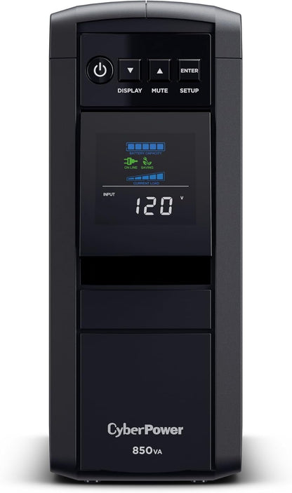 CyberPower CP1500PFCLCD PFC Sinewave UPS System, 1500VA/1000W, 12 Outlets, AVR, Mini Tower, Black