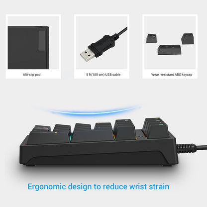 Purilite Select 21-Key Mechanical Numeric Keypad | RGB Backlit Blue Switch with Programmable Keys