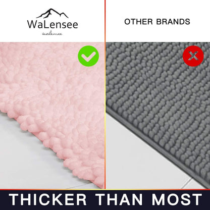 Walensee Bathroom Rug Non Slip Bath Mat (24x17 Inch Blush) Water Absorbent Super Soft Shaggy Chenille Machine Washable Dry Extra Thick Perfect Absorbant Best Small Plush Carpet for Shower Floor
