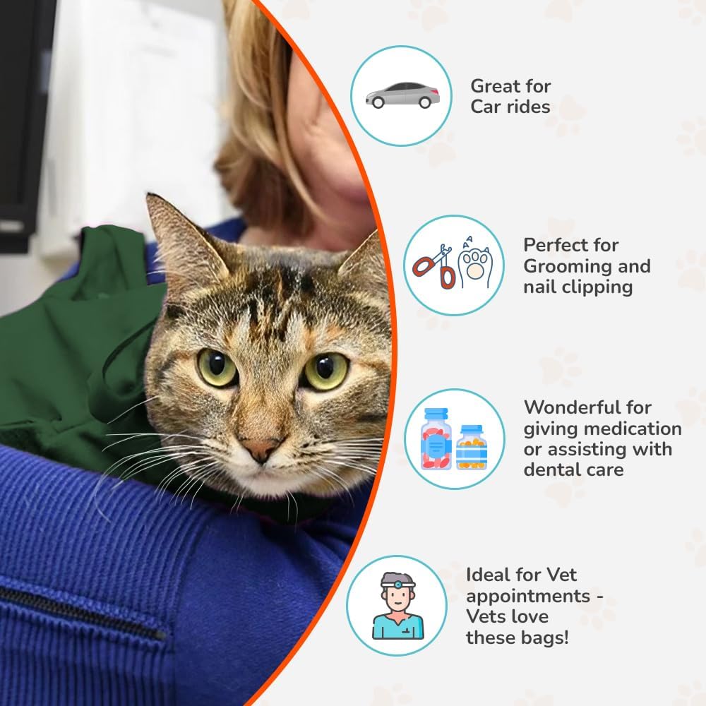 Cat-in-the-Bag Cozy Comfort Carrier - Small Caramel Pet Carrier for Cat and Cat Restraint for Medication Administration, Nail Clipping, Travel, Vet Visits, and Dental Care