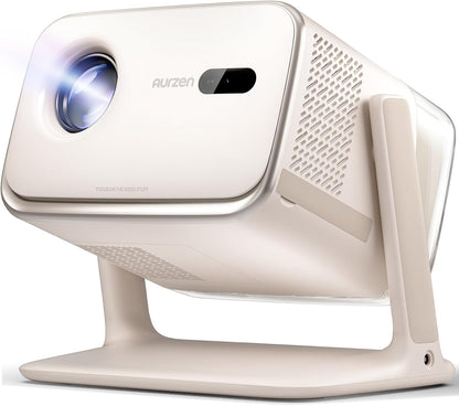 Aurzen Boom mini Google TV 4K Supported Smart Projector with WiFi and Bluetooth, Outdoor & Home Movie Projector with 20W Speakers DoIby Audio, Real-Time Focus & Keystone, 500 ANSI Lumens, Black