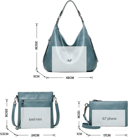 Ashioup Hobo Bags for Women Soft PU Leather Shoulder Bag Vintage Slouchy Handbag with Zipper