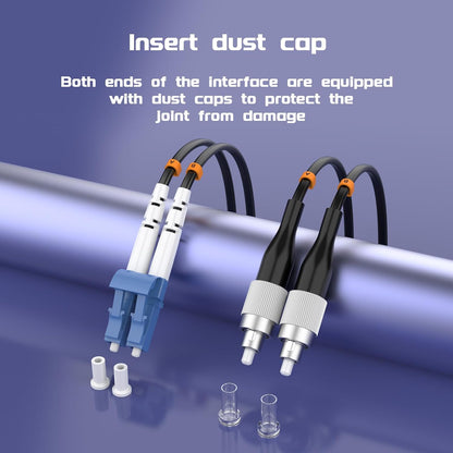Buacoz 200 Meters LC to LC UPC Outdoor Armored Fiber Patch Cable, 9/125um Single Mode Duplex Fiber Optic Internet Cables, Jumper Optical Patch Cord, (200M/656ft), TPU Black