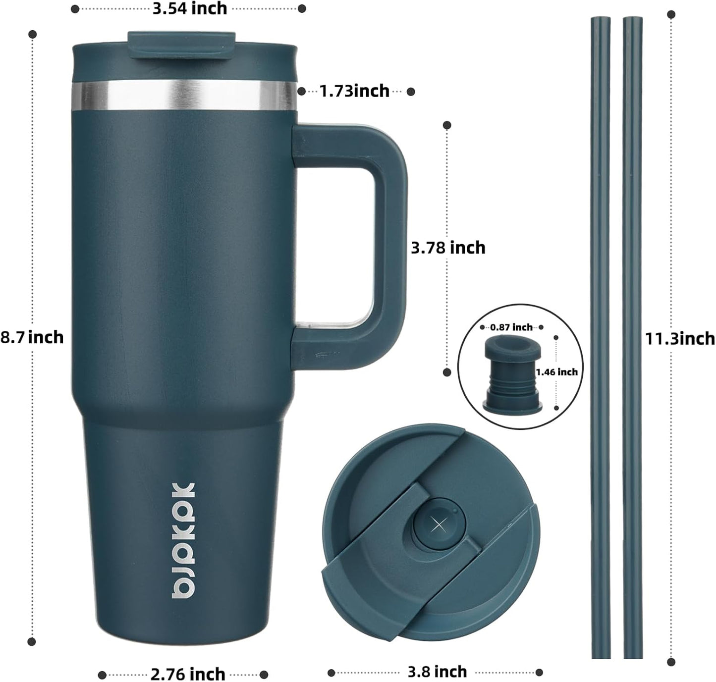 BJPKPK Tumbler with Handle and Straw 30oz Insulated Tumbler Cups with Lid Stainless Steel Travel Coffee Mug,Indigo Black