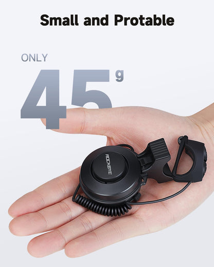 EQIIO Electric Bike Horn 120dB - 4 Sound Modes & Volume Adjustable, USB-C Rechargeable Bicycle Horn IP65 Waterproof, Dual Mount Bike Bell for Road Bike/Mountain Bike/Scooter (Compact & Anti-Slip)