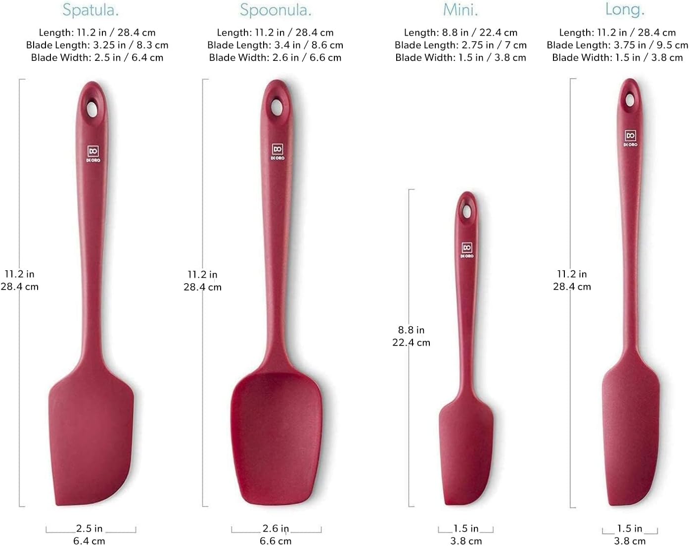 DI ORO Silicone Spatula Set - Rubber Kitchen Spatulas for Baking, Cooking, & Mixing - 600°F Heat-Resistant & BPA Free Silicone Scraper Spatulas for Nonstick Cookware - Dishwasher Safe (5pc, Black)