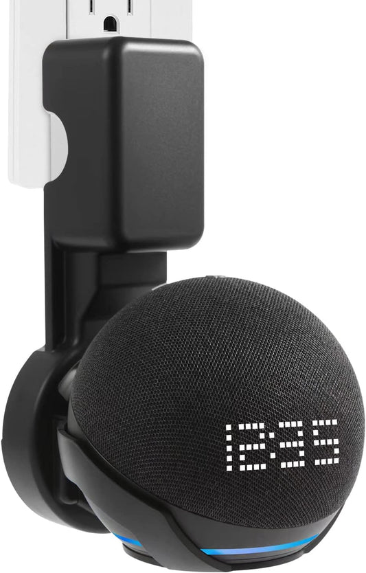 ZUOLACO Wall Mount Holder for Echo Dot 5th Generation, Outlet Wall Mount Stand for Echo Dot 5th/4th Gen, No Screws or Drilling Needed, Space-Saving Dot Accessories with Cable Hidden Storage, Black