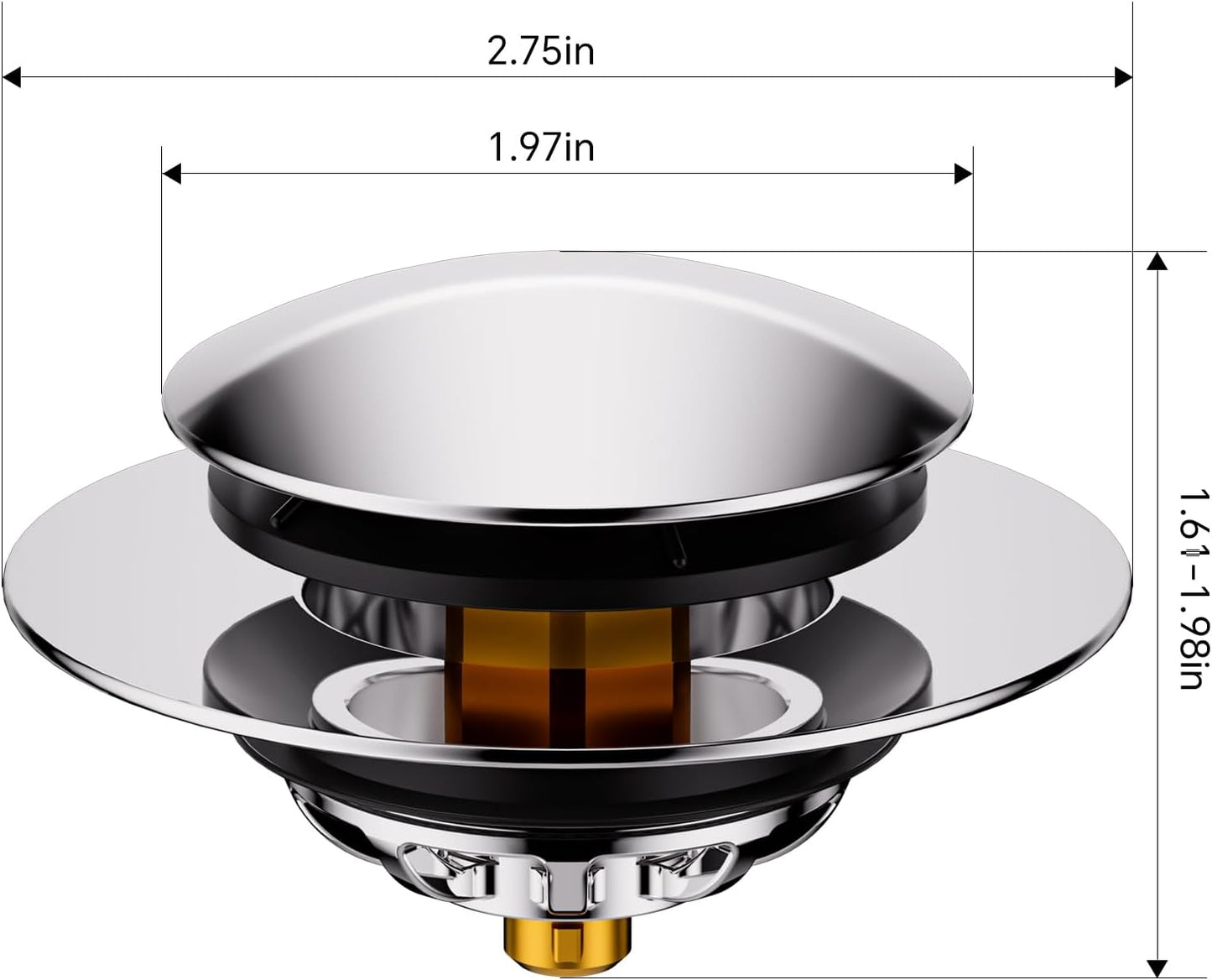 HAOMIAO Universal Pop-Up Bathtub Stopper with Clog-Proof Strainer, Bath Drain Plug (Fits 1.4-1.6 Inch Drains)