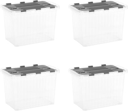 Superio Storage Bins with Lids- 3 Pack, 1.85 Qt Clear Boxes for Organizing, Stackable Plastic Containers- BPA Free, Non-Toxic, Odor Free, Organizer for Home, Office, Dorm