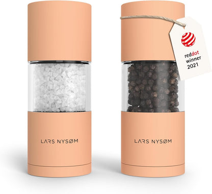 LARS NYSØM Salt and Pepper Grinder Set I Salt and Pepper Mills with Adjustable Ceramic Grinder 2 Pieces I Manual Design Spice Mill Set (Carbon Black)