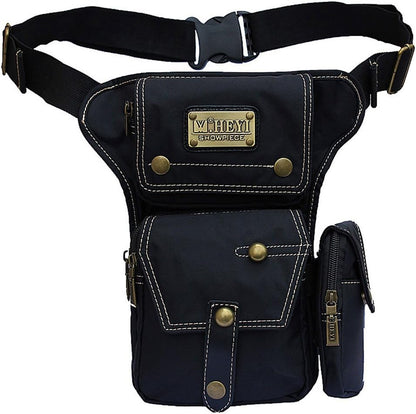 Motorcycle Drop Leg Bag Nylon Waist Pack for Men Women Travel Hiking Tactical Cycling Bike Ride Riding Crossbody Shoulder Fanny Pouch