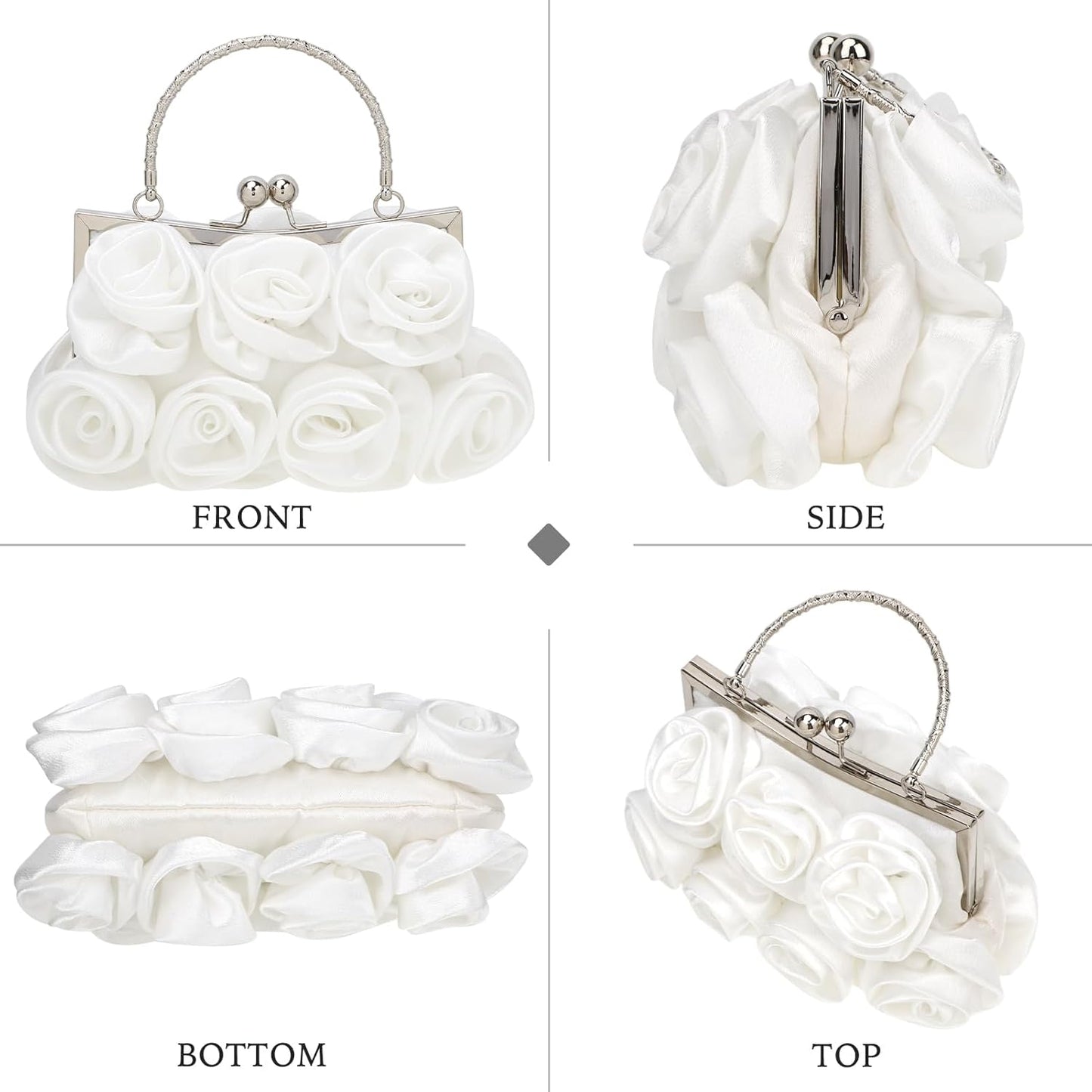 kilofly Missy K 7 Roses Clutch Purse, Satin, with Detachable Strap + kilofly Money Clip